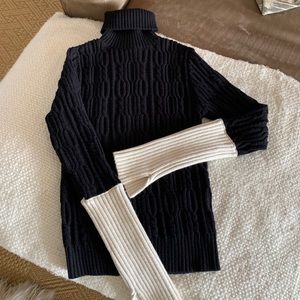 Zara Knit Turtle Neck Black Embroidered Sweater